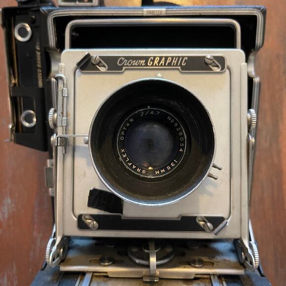 VTG Graflex Crown Graphic 4x5 Large Format Camera With Graflex Optar 135mm Lens - Picture 2 of 12
